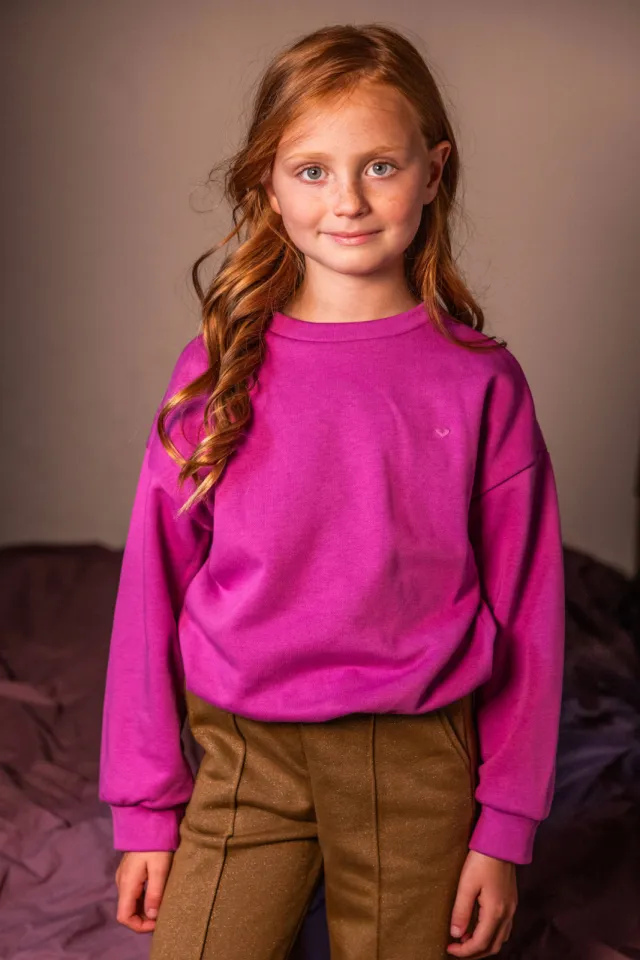 LOOXS little boxy cropped sweater met backprint - paars