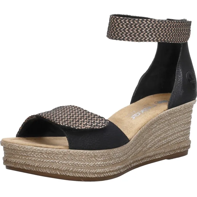 Rieker sandalen met hak zwart, foto 3