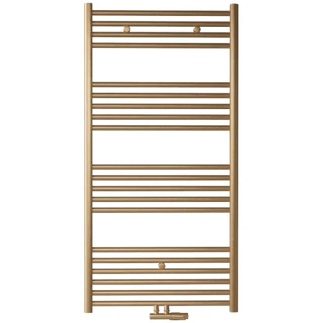 Boss & Wessing Handdoek Radiator BWS Cory 120x60 cm 414 Watt Midden en Zijaansluiting Geborsteld Messing Goud