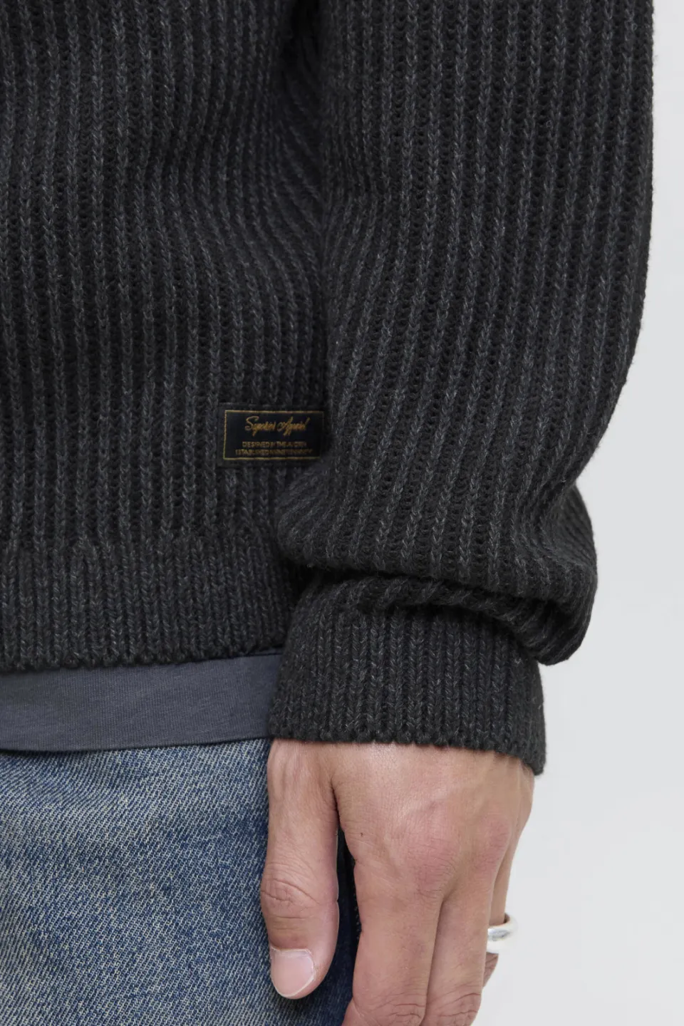 Jack & Jones ESSENTIALS trui rib gebreid zwart, foto 5