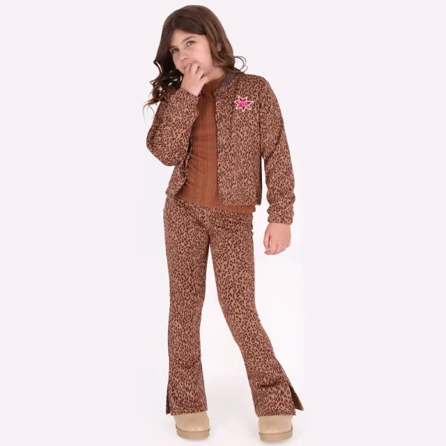 B.Nosy flared broek panterprint bruin