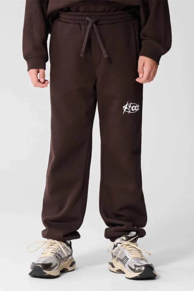 Shoeby Culture joggingbroek met tekst donkerbruin, foto 5