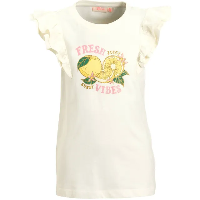 Orange Stars T-shirt met ruffle mouwen wit