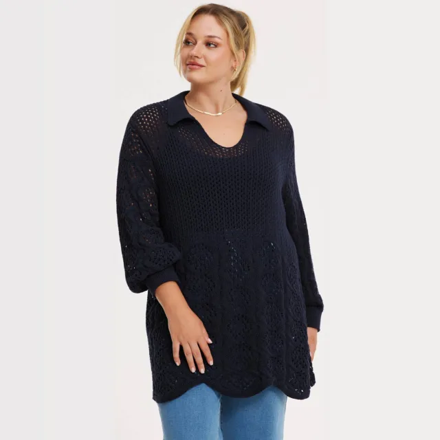 Yoek top blauw crochet