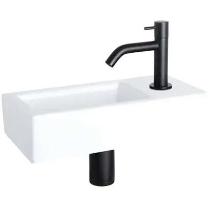 Differnz Fonteinset Mix&match Ravo Keramiek Gebogen Mat Zwart Wit