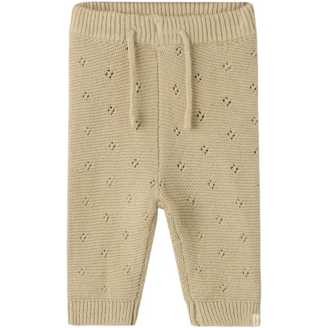 Lil' Atelier Baby katoenen gebreide babybroek beige, foto 2