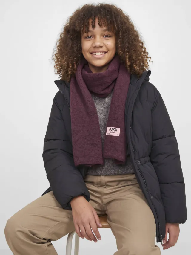 JJXX GIRL JXLESLIE gebreide sjaal donkerrood