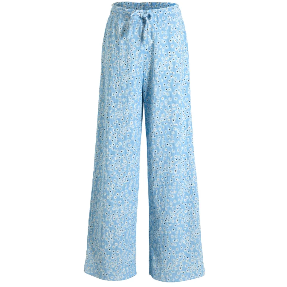 Anytime wide leg crinkle broek bloemenprint lichtblauw, foto 2
