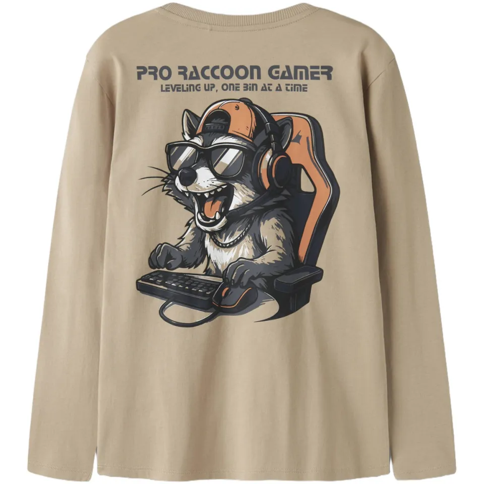 NAME IT rechtvallende longsleeve met backprint beige, foto 2