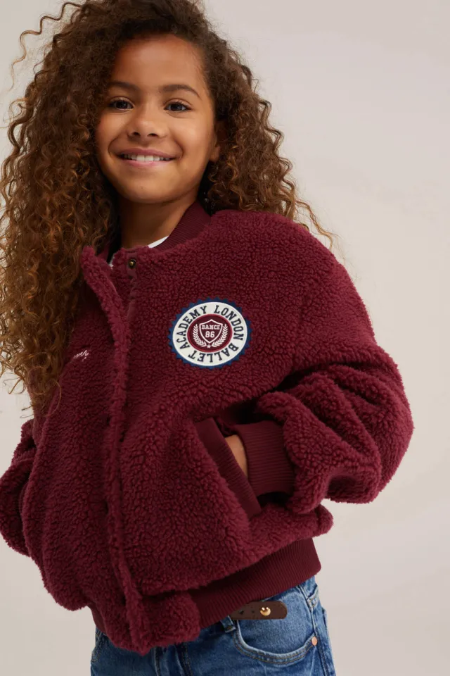WE Fashion teddy bomberjas donkerrood, foto 5