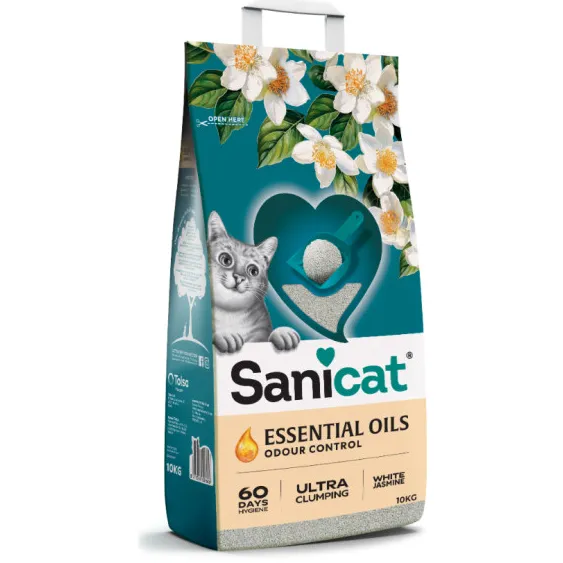 Sanicat Essential Oils Ultra Clumping White Jasmine kattenbakvulling 10 kg