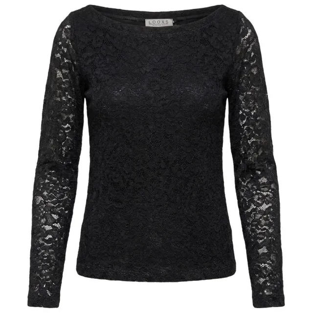 LOOXS 10sixteen kanten aansluitende longsleeve zwart, foto 2