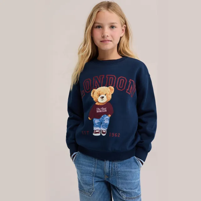 WE Fashion sweater met print - donkerblauw