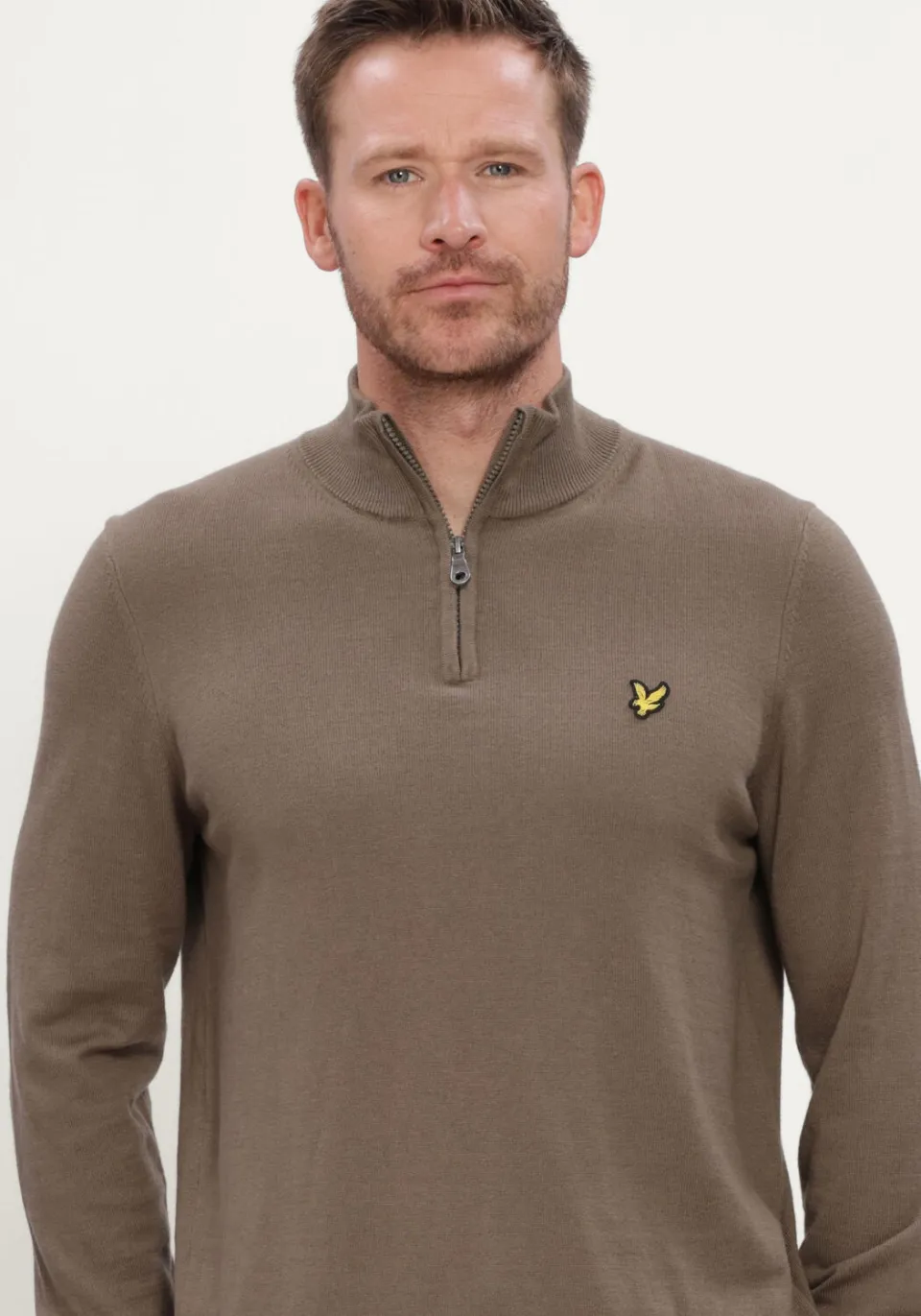 Lyle & Scott Heren Truien & Vesten Cotton Merino Quarter Zip Jumper - Bruin, foto 4