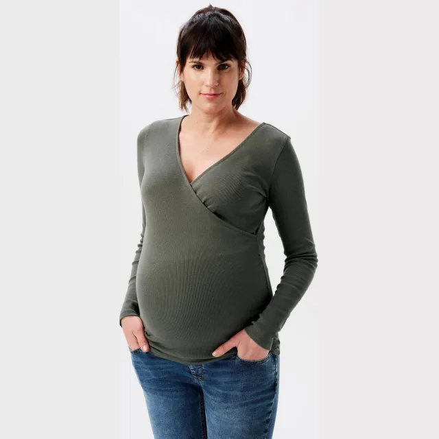 Noppies Sara zwangerschaps- en voedingslongsleeve olijfgroen, foto 5