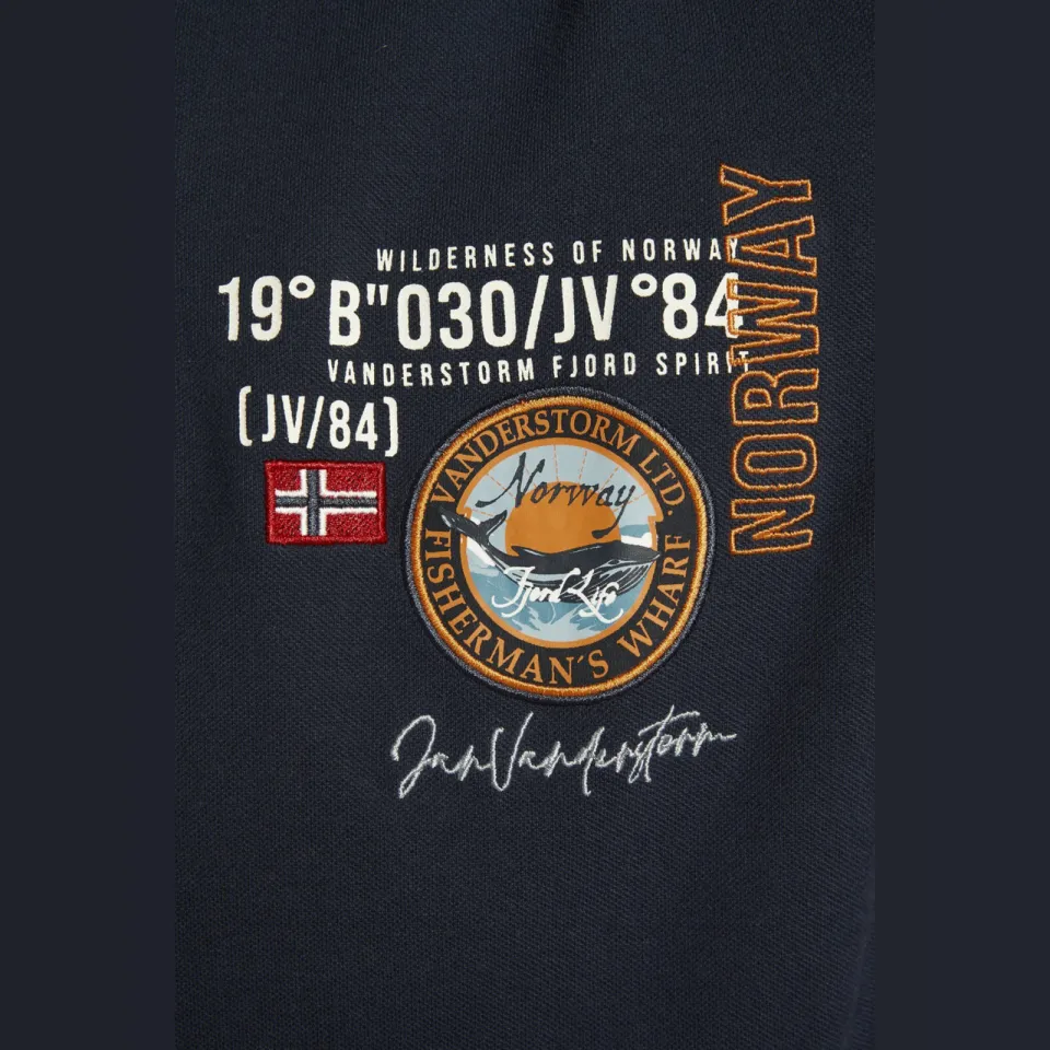 Jan Vanderstorm +FIT Collectie oversized polo LOKI Plus Size met printopdruk donkerblauw, foto 7