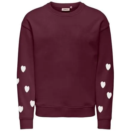 Only KIDS ONLY GIRL rechtvallende sweater met hartjes - donkerpaars Hartjes