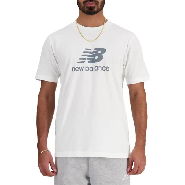 New Balance T-shirt Korte Mouw New Balance T-shirt Sport Essentials Logo blanc 100% coton Wit