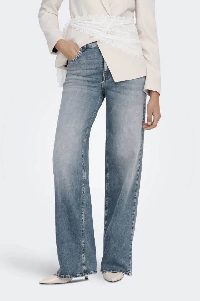 Only high waist wide leg jeans medium blue denim, foto 6