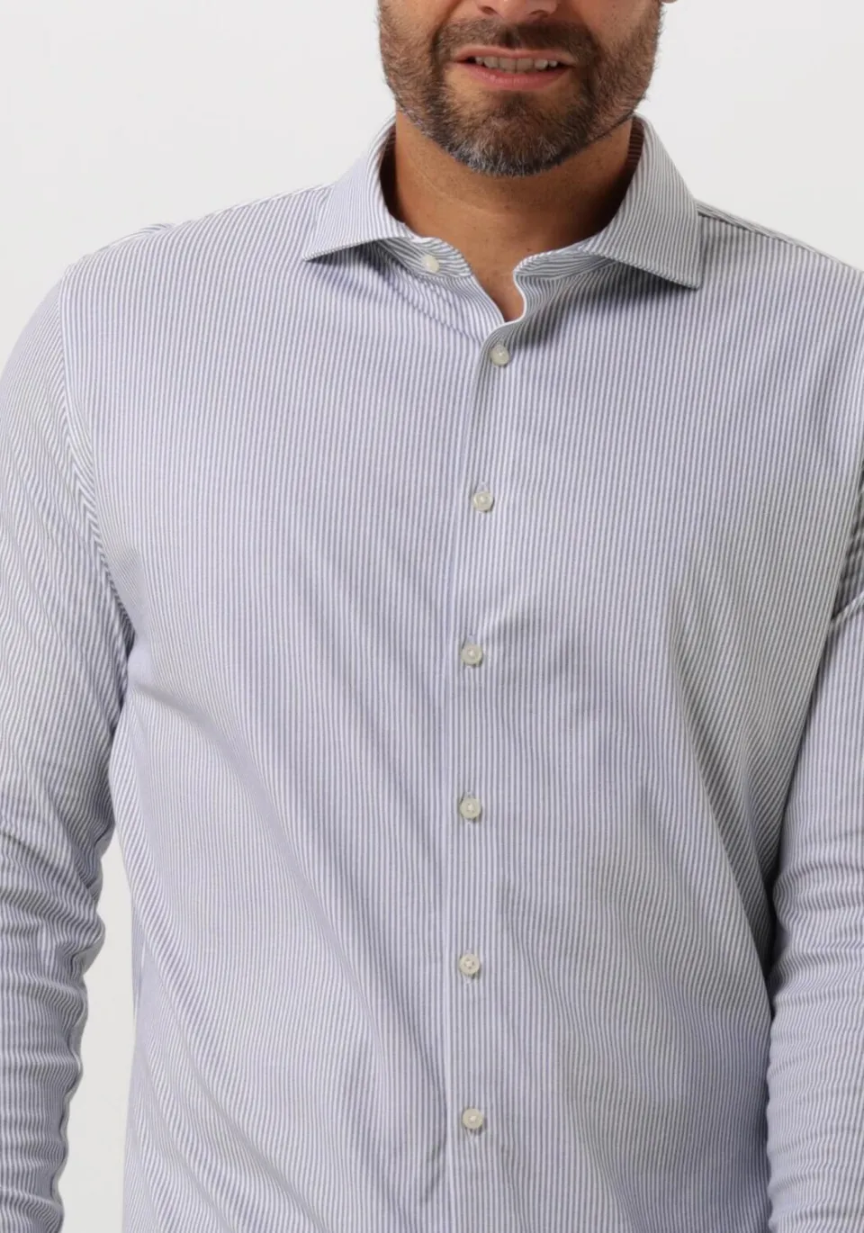Desoto Modern Fit jersey overhemd blauw gestreept, foto 6