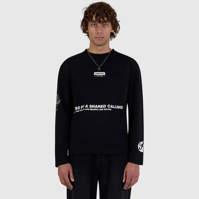 Pure Path boxy longsleeve met backprint - zwart