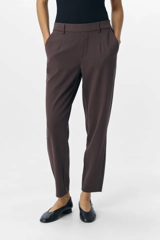 Object slim fit pantalon OBJLISA donkerbruin bruin, foto 3