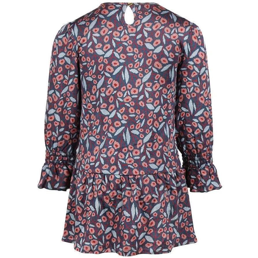 Koko Noko midi jurk met bloemenprint blauw/roze, foto 3