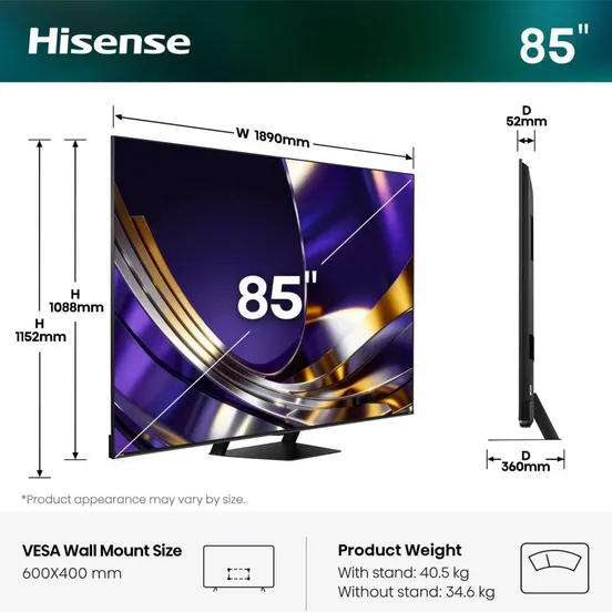 Hisense ULED MiniLED 4K TV 85U79S PRO (2026) - 85 inch
