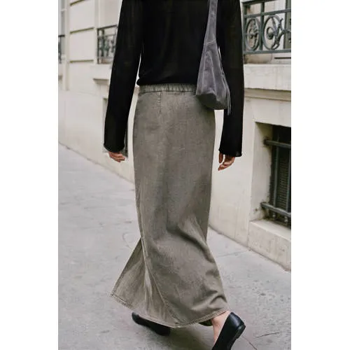 Mango TEEN maxi rok met split kaki, foto 5