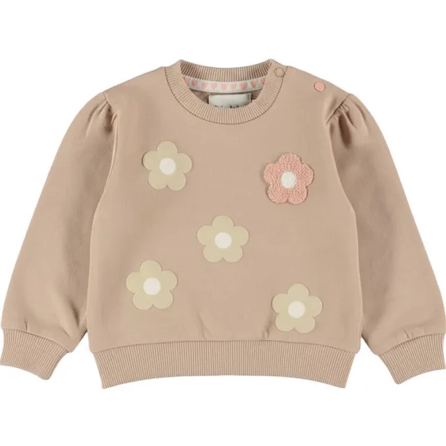 Dirkje rechtvallende gebloemde sweater - beige