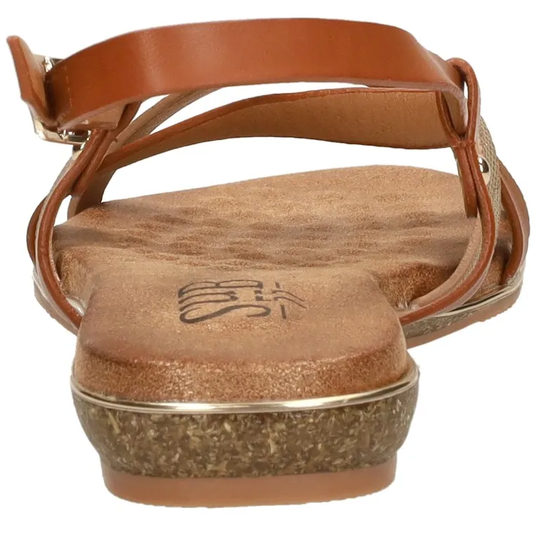 Sub55 platte sandalen cognac, foto 4
