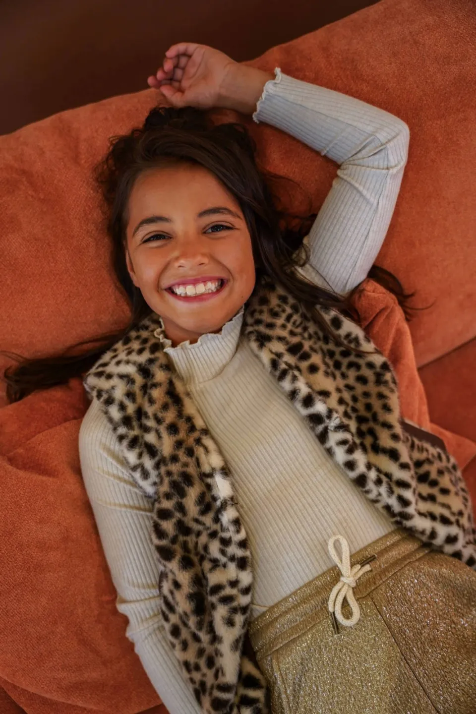 Like Flo Eef getailleerde longsleeve met glitters crème