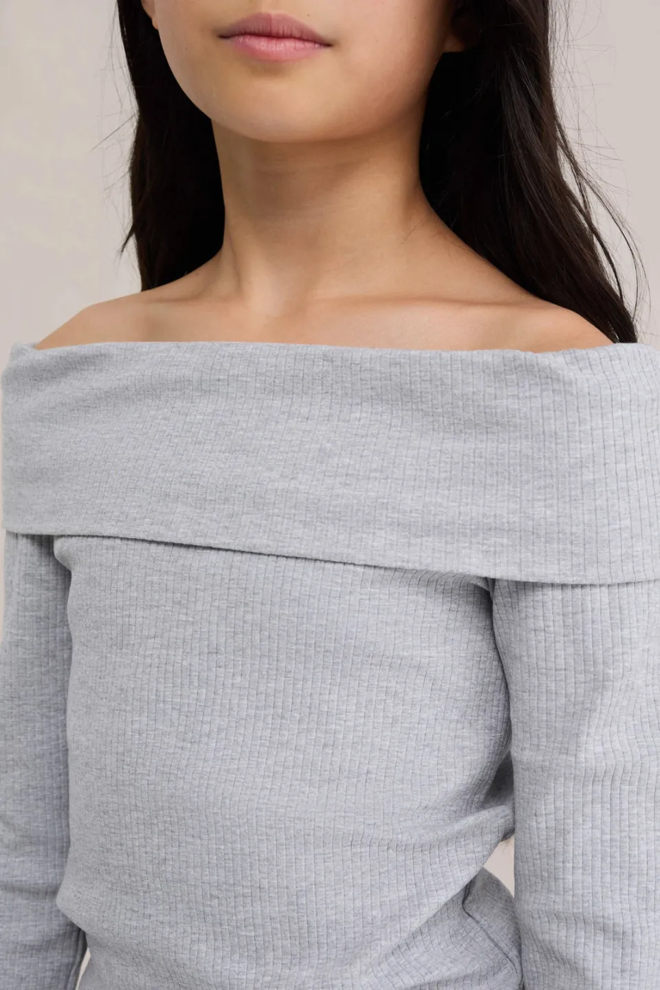 WE Fashion off shoulder gebreide top grijs, foto 4