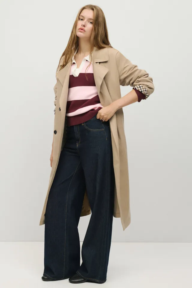 Mango trenchcoat met ceintuur beige