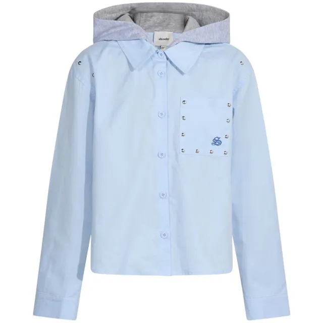 Shoeby blouse met capuchon lichtblauw lichtblauw/grijs, foto 2
