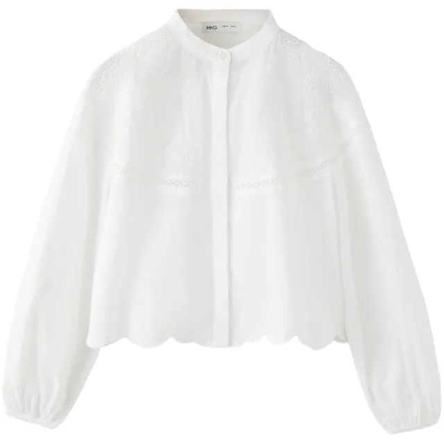Mango Kids blouse met borduursels - wit