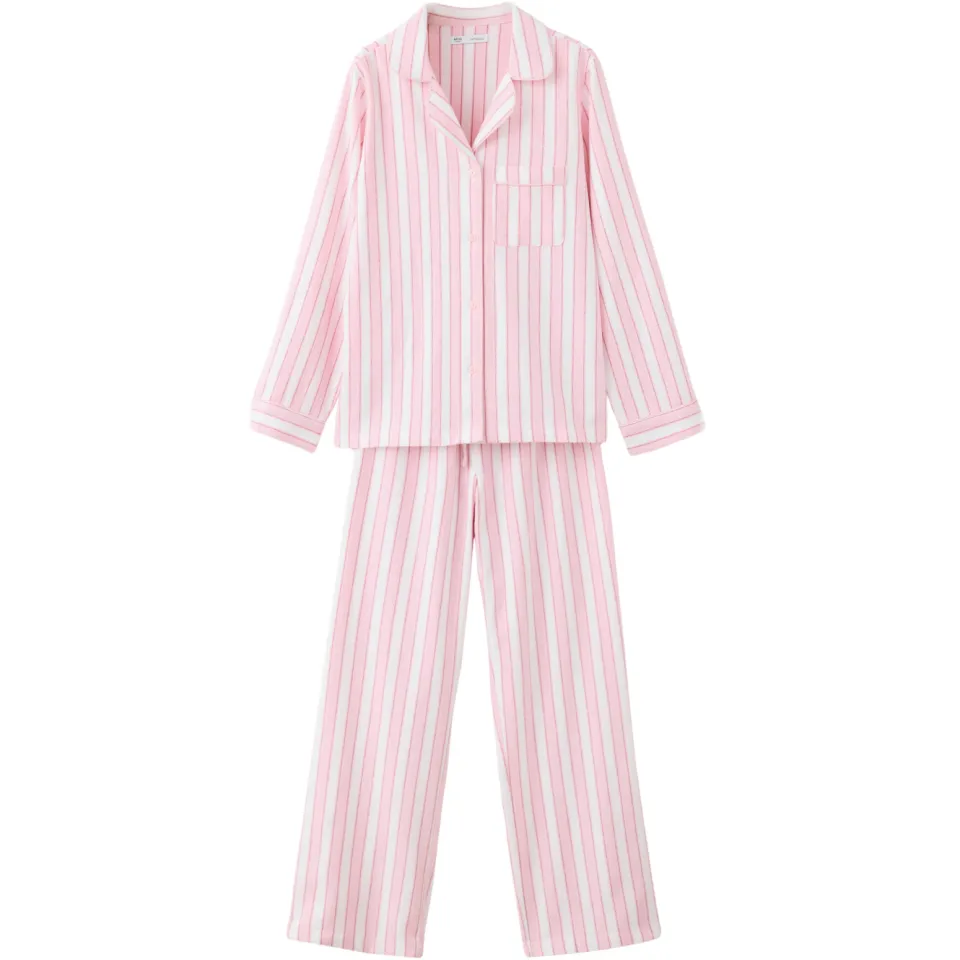 Mango gestreepte pyjama lichtroze ecru, foto 2