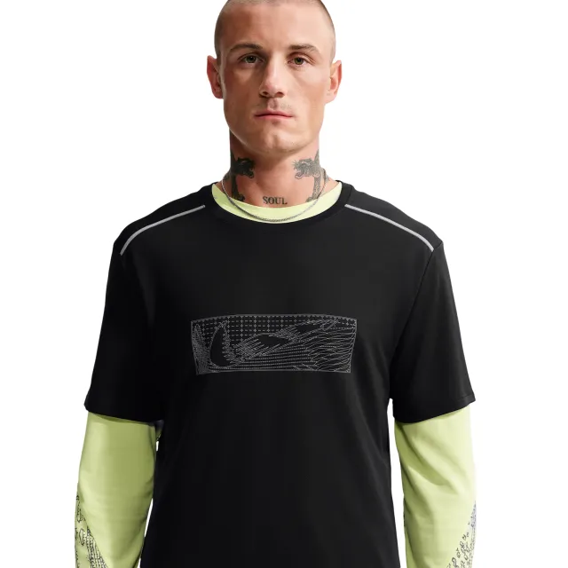 Nike Miler T-shirts Heren - Zwart - Poly Jersey Black