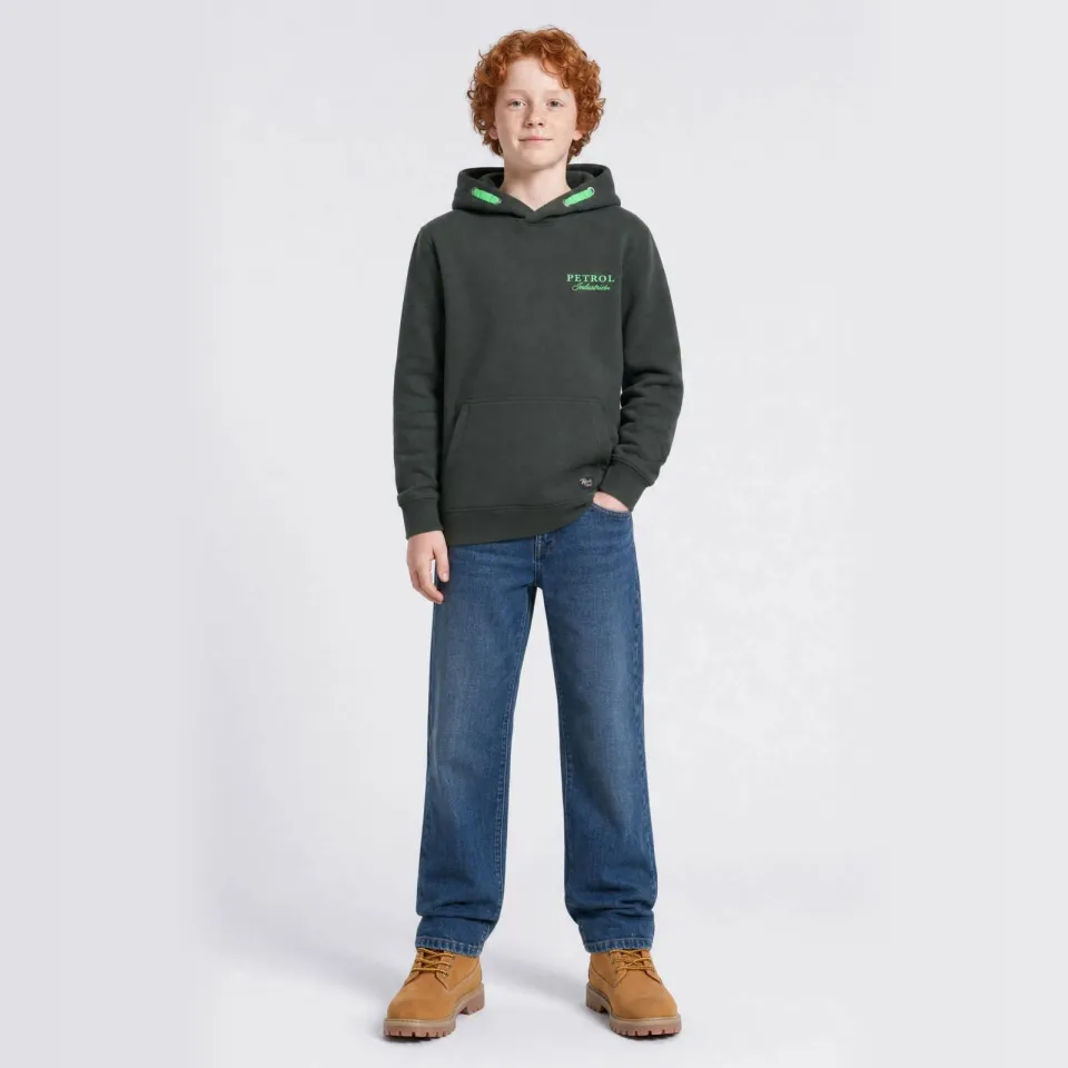 Petrol Industries rechtvallende hoodie met logo - donkergroen, foto 3
