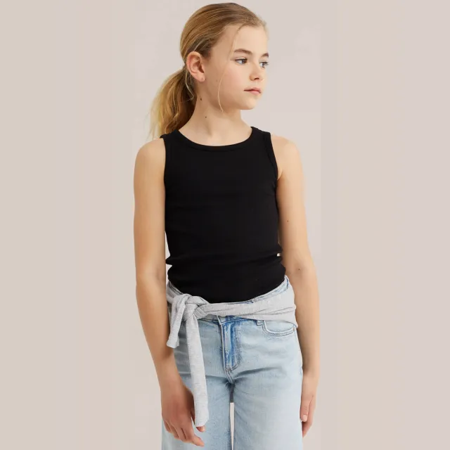 WE Fashion ribgebreide top zwart, foto 2