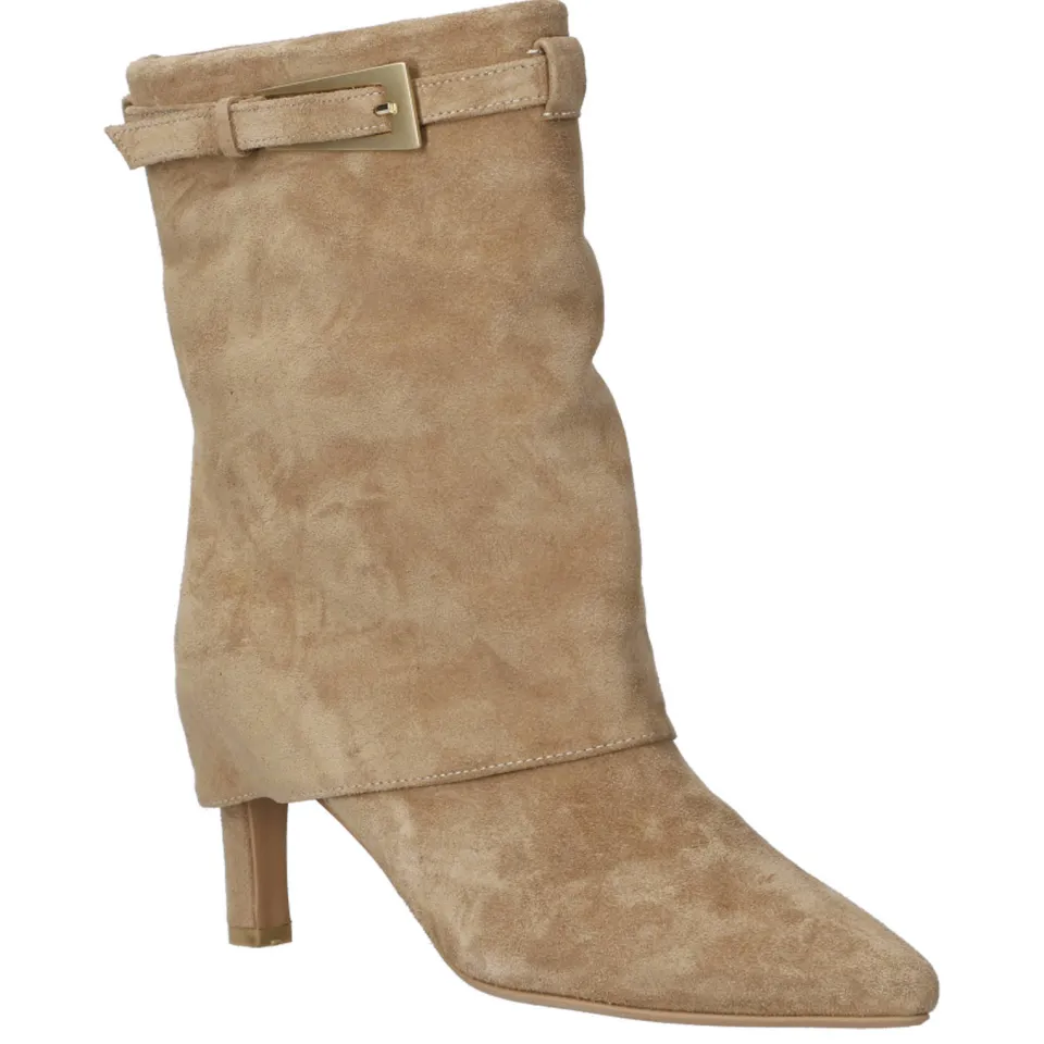 Babouche suède enkellaarsen met hak - beige, foto 2