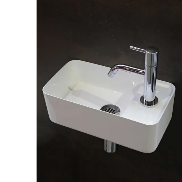 Luca Fontein Luca Sanitair 35x18,5x12 cm Mineraalsteen Glans Wit (zonder kraangat)