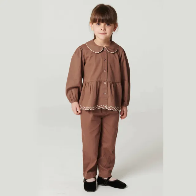 Copenhagen Colors blouse met broderie bruin