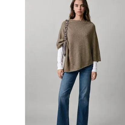 Mango TEEN asymmetrische gebreide cape bruin, foto 3