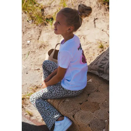 TYGO & vito jersey flared broek panterprint zand, foto 3
