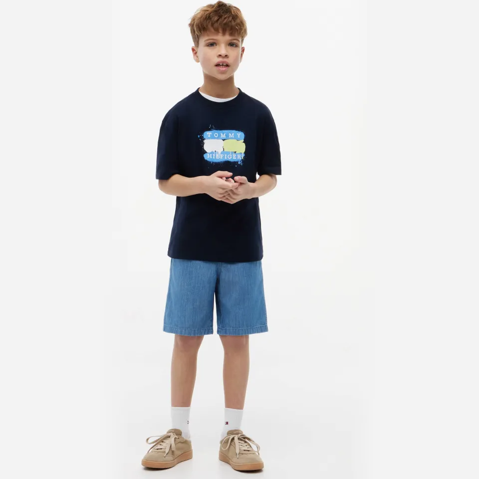 Tommy Hilfiger T-shirt met logo donkerblauw