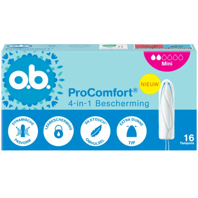 OB 2+1 gratis: o.b. Pro Comfort Advanced Mini Tampons 16 stuks