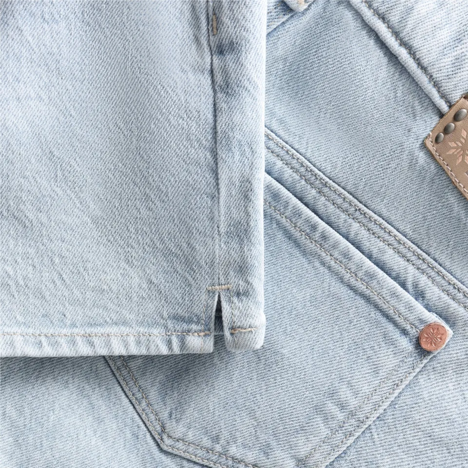 Indian Blue Jeans wide leg high waist jeansshort lichtblauw denim, foto 7