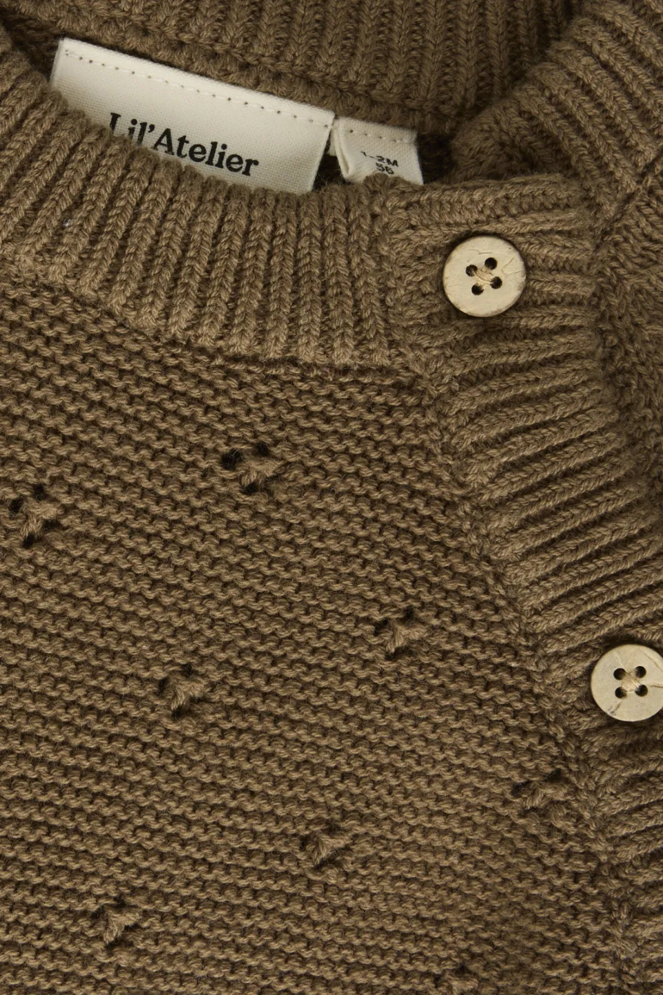 Lil' Atelier BABY katoenen gebreide trui - donkerbruin, foto 6