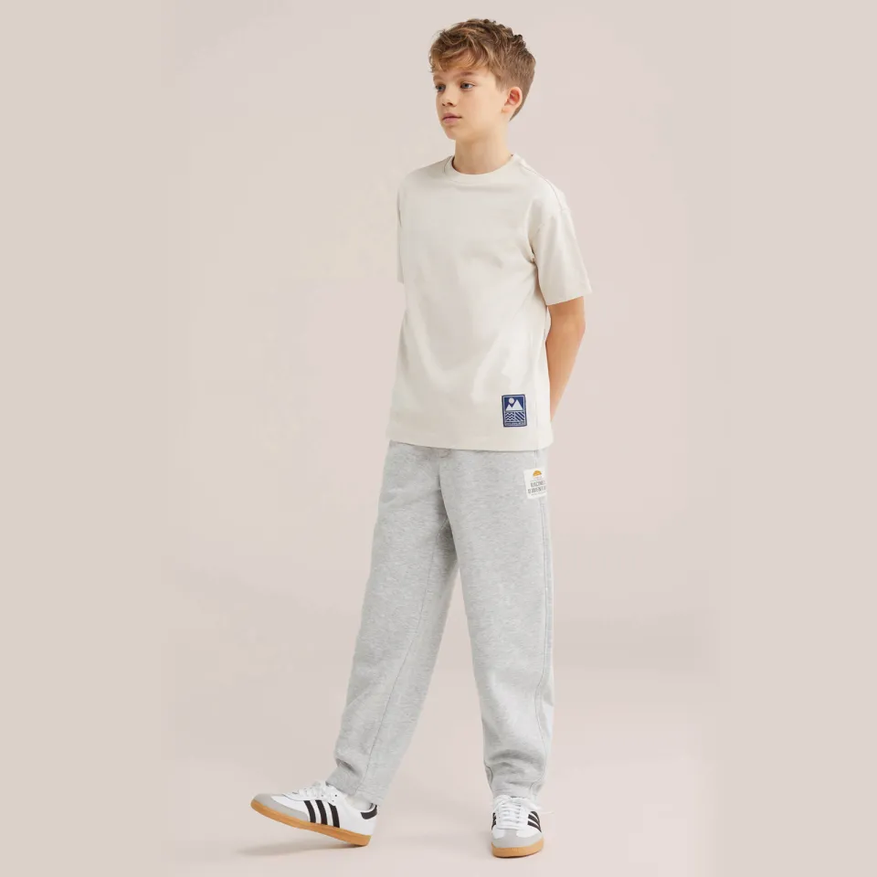 WE Fashion wide leg casual broek lichtgrijs